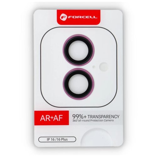 Forcell Premium kameralencse üvegfólia iPhone 16 / 16 Plus készülékhez rózsaszín