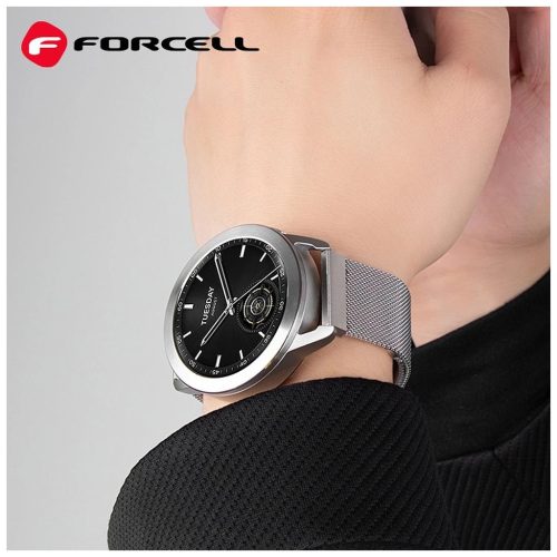 Forcell F-Design FS11 22 mm-es mágneses acél óraszíj Samsung Galaxy Watch készülékhez, ezüst
