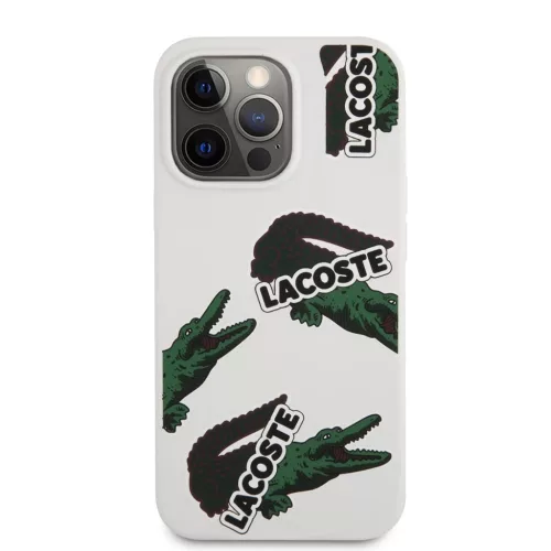 Lacoste Liquid Silicone Allover Pattern tok iPhone 13 Pro Max készülékhez fehér
