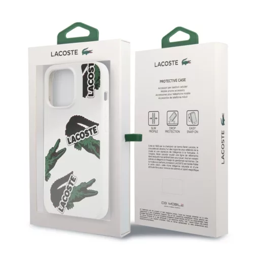 Lacoste Liquid Silicone Allover Pattern tok iPhone 13 Pro Max készülékhez fehér