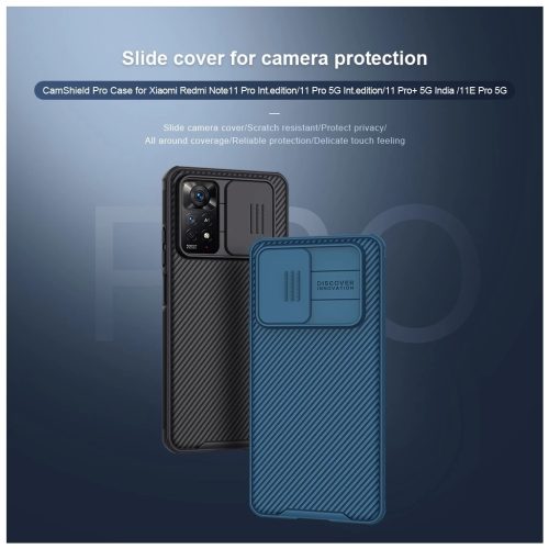 Nillkin CamShield PRO kemény tok Xiaomi Redmi Note 11 Pro/11 Pro 5G készülékhez fekete