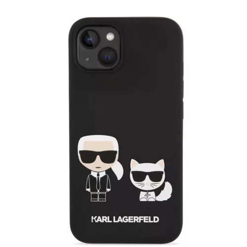 Karl Lagerfeld MagSafe Compatible tok Liquid Silicone Karl and Choupette iPhone 14 Plus készülékhez fekete