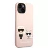 Karl Lagerfeld and Choupette Liquid Silicone tok iPhone 14 Plus készülékhez rózsaszín
