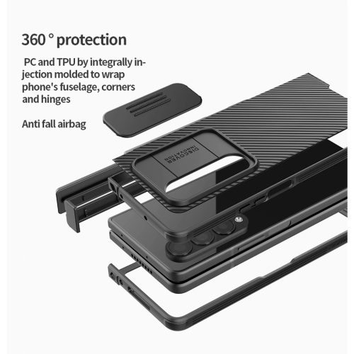 Nillkin CamShield PRO Slot+Stand kemény tok Samsung Galaxy Z Fold 4 5G készülékhez fekete