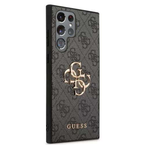 Guess PU 4G Metal Logo tok Samsung Galaxy S23 Ultra készülékhez szürke
