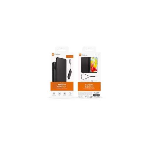 Made for Xiaomi füzet tok nyaklánccal Xiaomi Redmi 12C készülékhez fekete