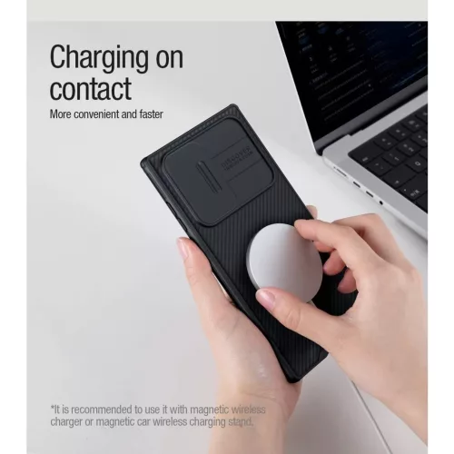 Nillkin CamShield PRO mágneses merev tok Samsung Galaxy S22 Ultra készülékhez fekete