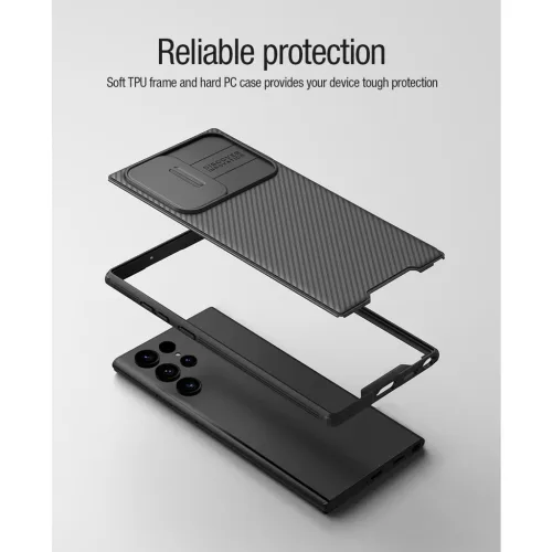 Nillkin CamShield PRO mágneses merev tok Samsung Galaxy S22 Ultra készülékhez fekete