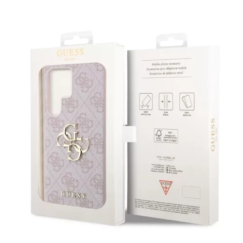 Guess PU 4G Metal Logo tok Samsung Galaxy S24 Ultra készülékhez rózsaszín