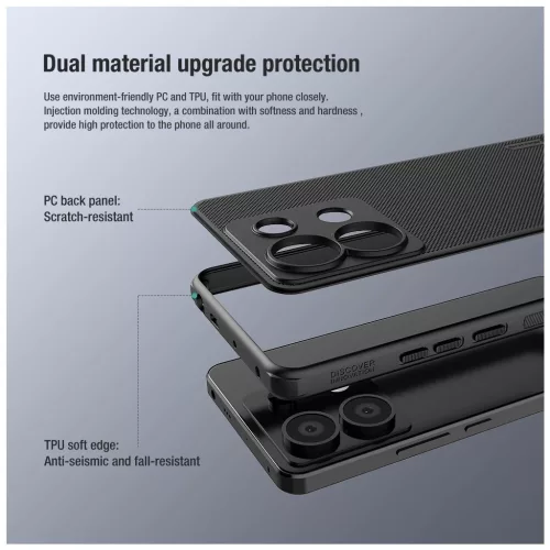 Nillkin Super Frosted PRO hátsó tok Xiaomi Redmi Note 13 Pro 5G/Poco X6 5G készülékhez fekete