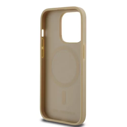 Karl Lagerfeld PU bőr Monogram Metal Logo MagSafe tok iPhone 15 Pro Max készülékhez bézs