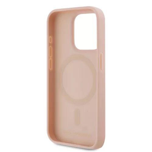 Karl Lagerfeld PU Leather Monogram Metal Logo MagSafe tok iPhone 15 Pro Max készülékhez rózsaszín