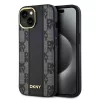 DKNY PU Leather Checkered Pattern Magsafe tok iPhone 15 készülékhez fekete