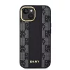 DKNY PU Leather Checkered Pattern Magsafe tok iPhone 15 készülékhez fekete