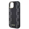 DKNY PU Leather Checkered Pattern Magsafe tok iPhone 15 készülékhez fekete
