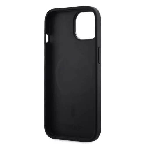 DKNY PU Leather Checkered Pattern Magsafe tok iPhone 15 készülékhez fekete