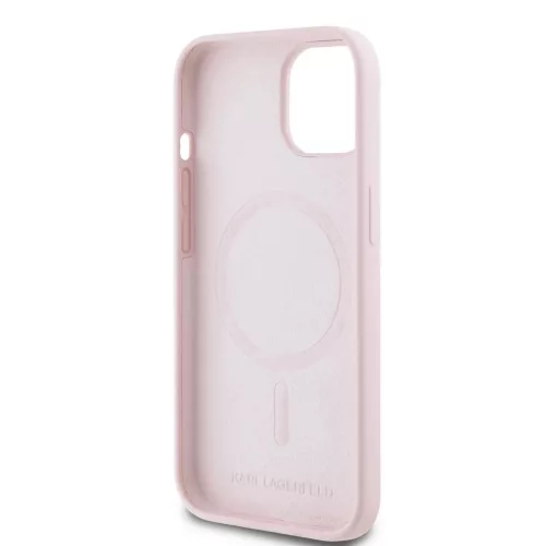 Karl Lagerfeld Liquid Silicone Karl and Choupette MagSafe tok iPhone 15 készülékhez rózsaszín