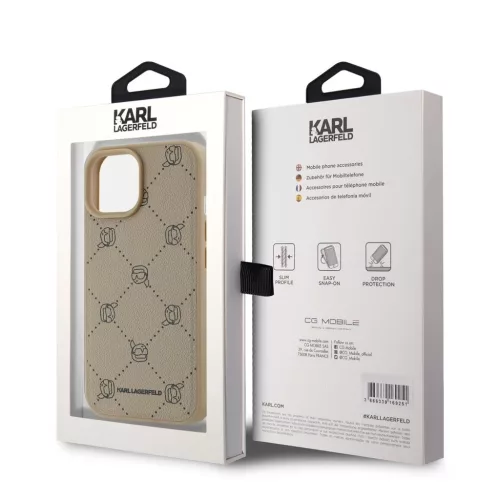 Karl Lagerfeld PU Karl Heads Pattern MagSafe tok iPhone 15 készülékhez bézs