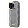 DKNY PU Leather Checkered Pattern Magsafe tok iPhone 15 Pro készülékhez bézs