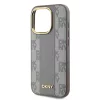 DKNY PU Leather Checkered Pattern Magsafe tok iPhone 15 Pro készülékhez bézs