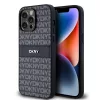 DKNY PU Leather Repeat Pattern Tonal Stripe tok iPhone 14 Pro készülékhez fekete