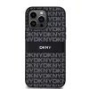 DKNY PU Leather Repeat Pattern Tonal Stripe tok iPhone 14 Pro készülékhez fekete