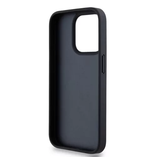 DKNY PU Leather Repeat Pattern Tonal Stripe tok iPhone 14 Pro készülékhez fekete