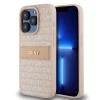 DKNY PU Leather Repeat Pattern Tonal Stripe tok iPhone 14 Pro készülékhez rózsaszín