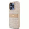 DKNY PU Leather Repeat Pattern Tonal Stripe tok iPhone 14 Pro készülékhez rózsaszín