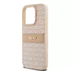 DKNY PU Leather Repeat Pattern Tonal Stripe tok iPhone 14 Pro készülékhez rózsaszín