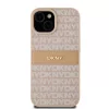 DKNY PU bőr Repeat Pattern Tonal Stripe tok iPhone 15 készülékhez rózsaszín