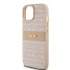 DKNY PU bőr Repeat Pattern Tonal Stripe tok iPhone 15 készülékhez rózsaszín