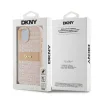 DKNY PU bőr Repeat Pattern Tonal Stripe tok iPhone 15 készülékhez rózsaszín