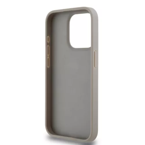 DKNY PU Leather Repeat Pattern Tonal Stripe tok iPhone 15 Pro készülékhez bézs