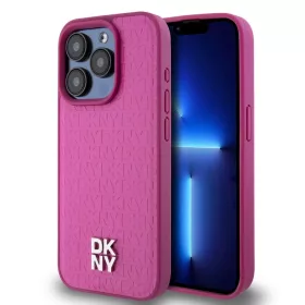   DKNY PU Leather Repeat Pattern Stack Logo MagSafe tok iPhone 15 Pro készülékhez rózsaszín