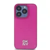 DKNY PU Leather Repeat Pattern Stack Logo MagSafe tok iPhone 15 Pro készülékhez rózsaszín