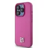 DKNY PU Leather Repeat Pattern Stack Logo MagSafe tok iPhone 15 Pro készülékhez rózsaszín