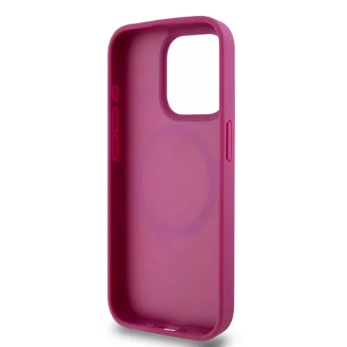 DKNY PU Leather Repeat Pattern Stack Logo MagSafe tok iPhone 15 Pro készülékhez rózsaszín