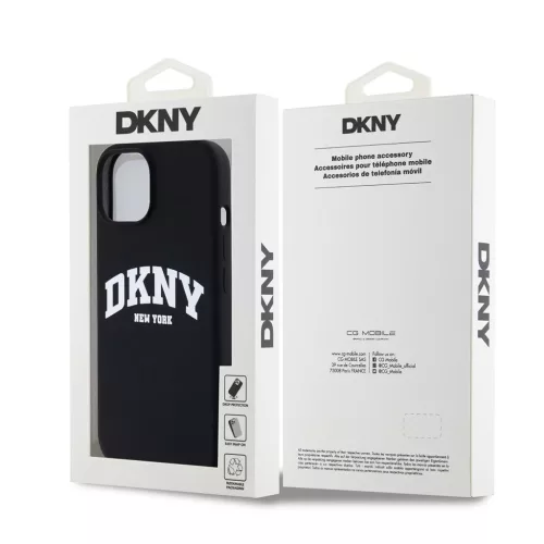 DKNY Liquid Silicone Arch Logo MagSafe tok iPhone 14 készülékhez fekete