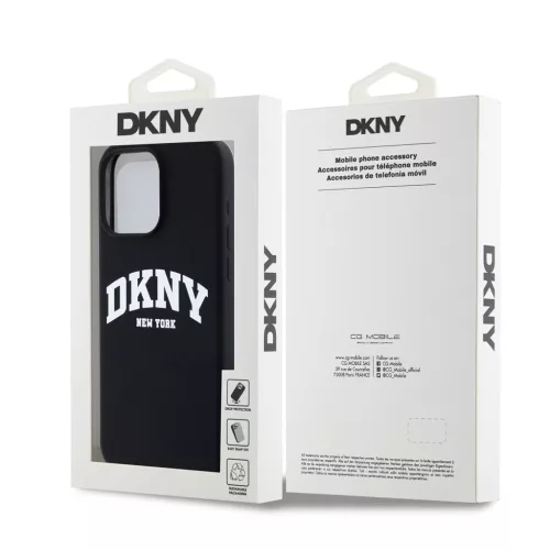 DKNY Liquid Silicone Arch Logo MagSafe tok iPhone 15 Pro Max készülékhez fekete