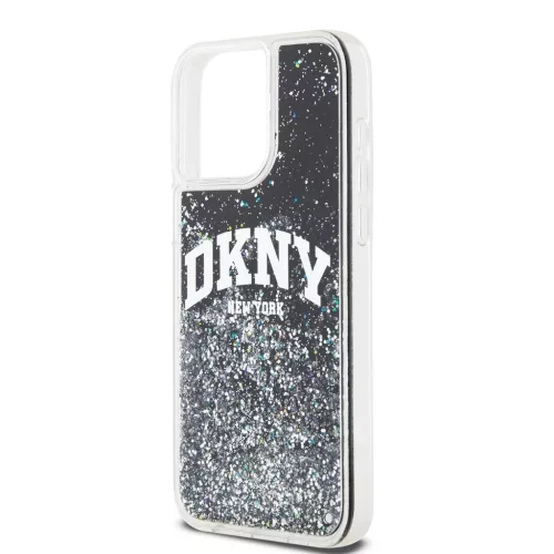DKNY Liquid Glitter Arch Logo tok iPhone 13 Pro Max készülékhez fekete