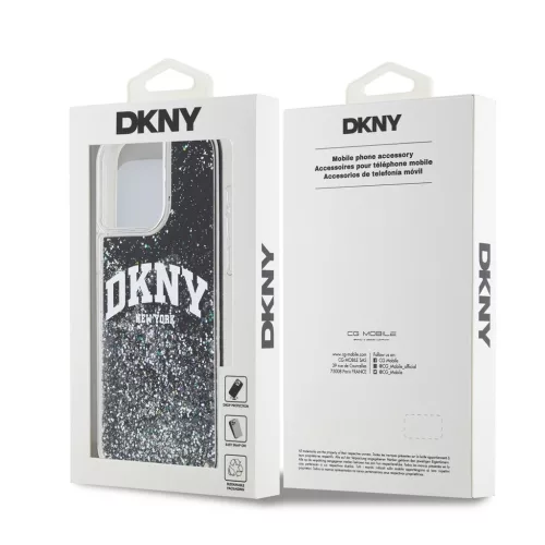 DKNY Liquid Glitter Arch Logo tok iPhone 13 Pro Max készülékhez fekete