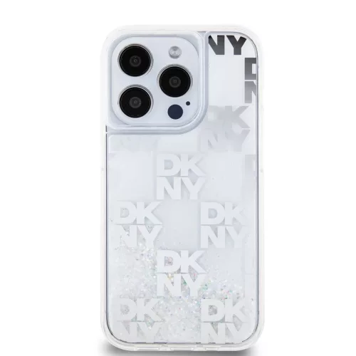 DKNY Liquid Glitter Checkered Pattern tok iPhone 15 Pro készülékhez átlátszó