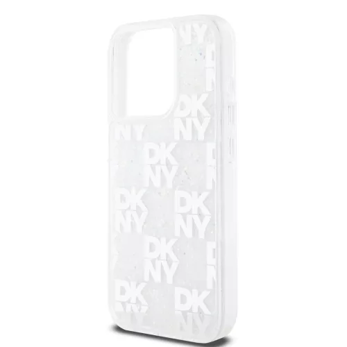 DKNY Liquid Glitter Checkered Pattern tok iPhone 15 Pro készülékhez átlátszó