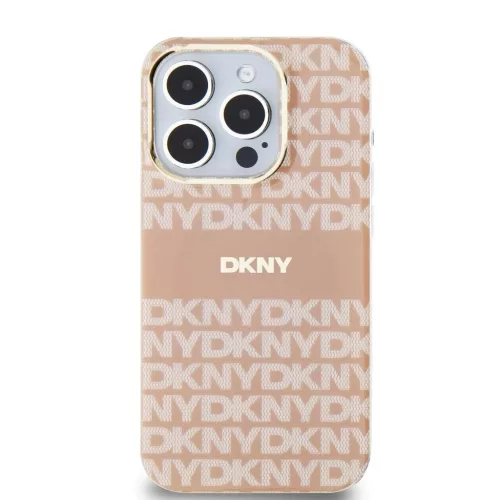 DKNY PC/TPU Repeat Pattern Tonal Stripe Magsafe tok iPhone 14 Pro készülékhez rózsaszín