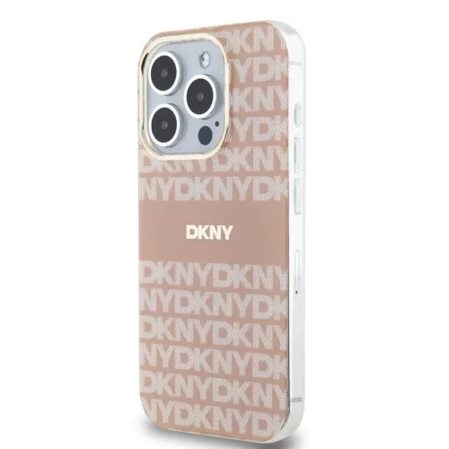 DKNY PC/TPU Repeat Pattern Tonal Stripe Magsafe tok iPhone 14 Pro készülékhez rózsaszín