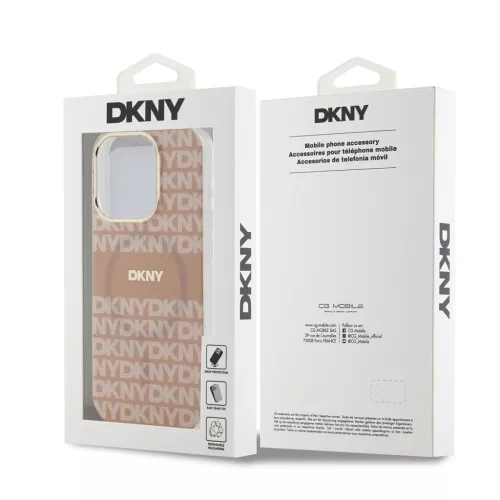 DKNY PC/TPU Repeat Pattern Tonal Stripe Magsafe tok iPhone 14 Pro készülékhez rózsaszín
