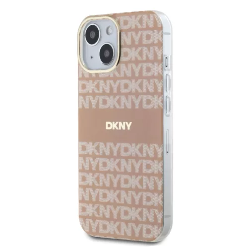 DKNY PC/TPU Repeat Pattern Tonal Stripe Magsafe tok iPhone 15 készülékhez rózsaszín