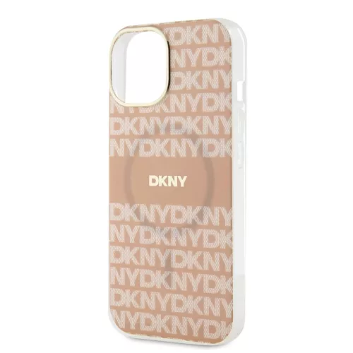 DKNY PC/TPU Repeat Pattern Tonal Stripe Magsafe tok iPhone 15 készülékhez rózsaszín