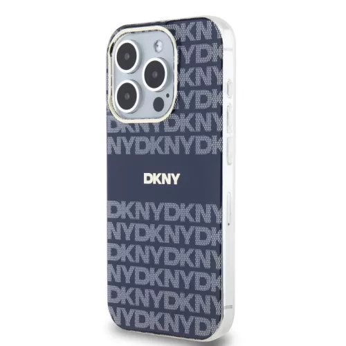 DKNY PC/TPU Repeat Pattern Tonal Stripe Magsafe tok iPhone 15 Pro készülékhez kék